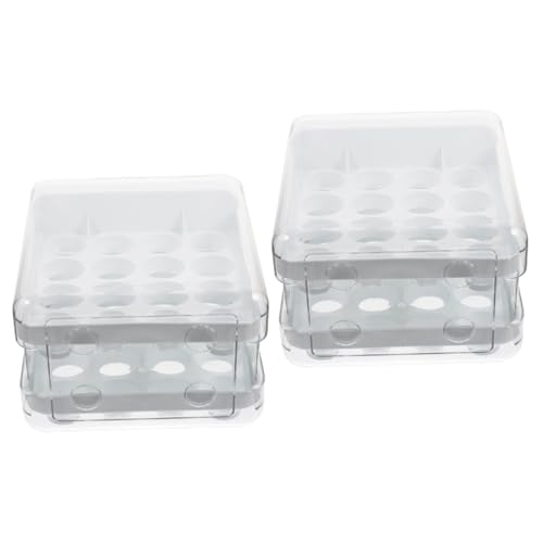 Healvian Kunststoffbehälter 2 Stück Eier Aufbewahrungsbox Weißer Kühlschrank Tragbar Transparent Haustier Kühlschrank-Organizer-Behälter von Healvian