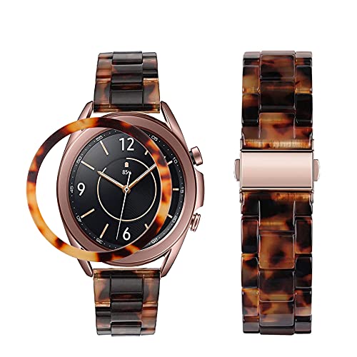 Heampt Kompatibel mit Samsung Galaxy Watch 3(41mm) Armband + Lünette Damen Herren 20mm Resin Armbänder Uhrenarmband Ersatzband Band(Schildpatt, Galaxy Watch 3(41mm)) von Heampt