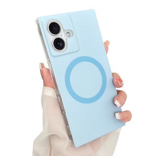 Heaofei Rechteckige Schutzhülle für iPhone 16, für Damen, Mädchen, Jungen, kompatibel mit Magsafe, süßes Bonbon-Design, Kawaii-ästhetisch, mädchenhaft, magnetische Schutzhülle, Hellblau von Heaofei