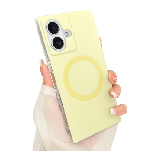 Heaofei Rechteckige Schutzhülle für iPhone 16, für Damen, Mädchen, Jungen, kompatibel mit Magsafe, süßes Bonbon-Design, Kawaii-ästhetisch, mädchenhaft, magnetische Schutzhülle, Hellgelb Heaofei Rechteckige Schutzhülle für iPhone 16, für Damen, Mädchen, Jungen, kompatibel mit Magsafe, süßes Bonbon-Design, Kawaii-ästhetisch, mädchenhaft, magnetische Schutzhülle, Hellgelb von Heaofei