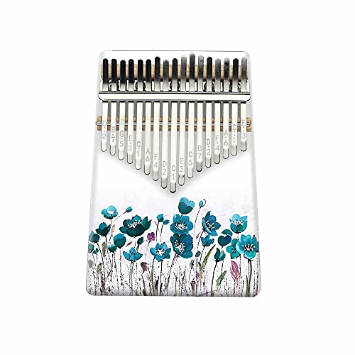 Hearda Kalimba 17 Schlüssel Daumen Klavier, Kalimba Instrument für Anfänger Kinder mit Stimmhammer, Studienführer, Daumenklavier Fingerklavier Kalimba Musik Geschenk (Blaue Blume) von Hearda