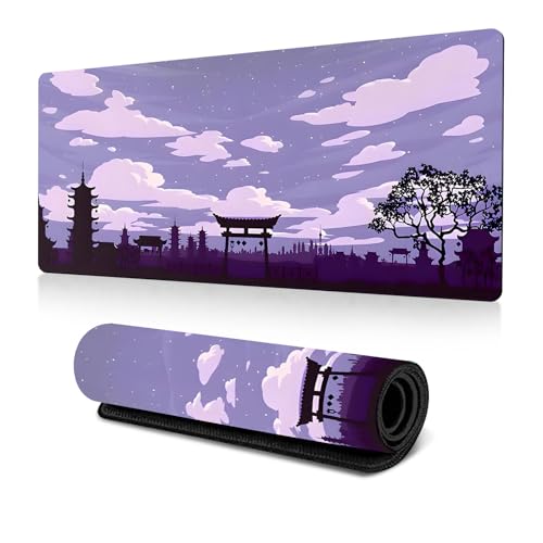 Hearda Mauspad XXL/XL/L, 3D Japanischer Stil Gaming Mauspad, Mauspad mit Anti - Rutsch Gummiboden, Vernähte Kanten Mousepad, Abstraktes Mouse pad für Büro, Zuhause (Lila,700x300x3mm) von Hearda