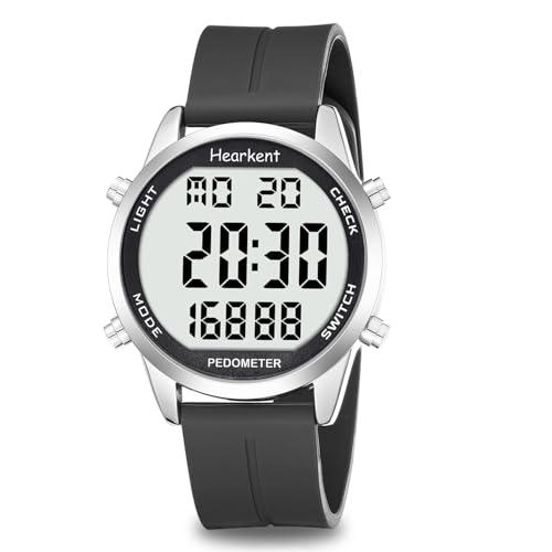 Schrittzähler Uhr zum Gehen für Senioren Keine App erforderlich mit Schrittzähler Kalorienzähler und LCD Große Zahlen von Hearkent