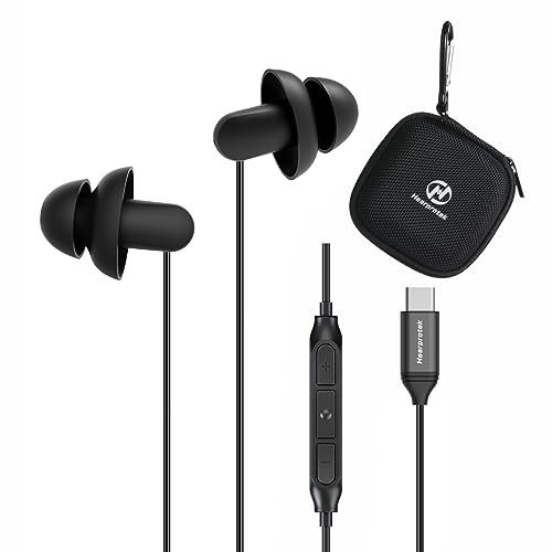 Hearprotek [2 Paar] Schlaf-Ohrhörer, USB-C-Kopfhörer, Kopfhörer mit Mikrofon, Silikon, Geräuschisolierung, Typ-C-Ohrhörer, Schlafknospen für Android-Handys, ideal zum Schlafen, Entspannen, Flugreisen von Hearprotek
