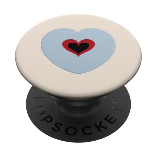 Blau, Schwarz, Rot und Herz auf Beige PopSockets Klebender PopGrip von Heart Accessories