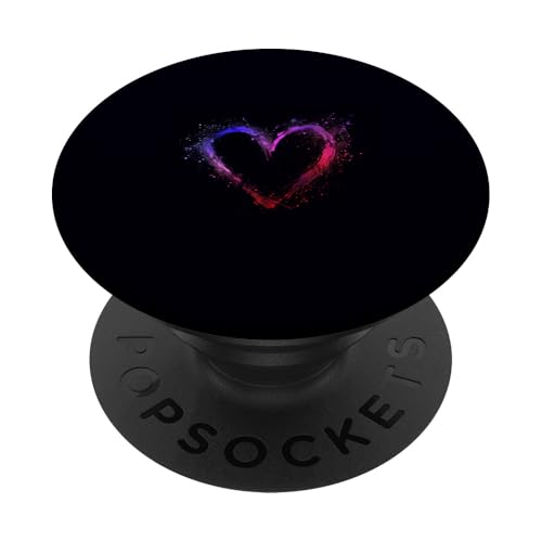 Buntes Herz auf Schwarz PopSockets Klebender PopGrip von Heart Accessories
