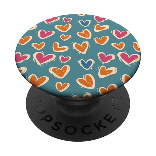 Buntes rosa Herzmuster PopSockets Klebender PopGrip von Heart Accessories