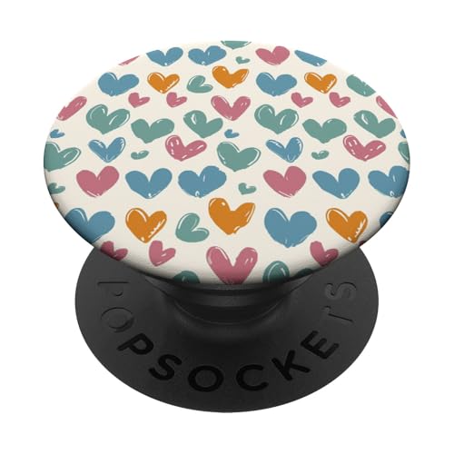 Handgezeichnetes Herzmuster PopSockets Klebender PopGrip von Heart Accessories