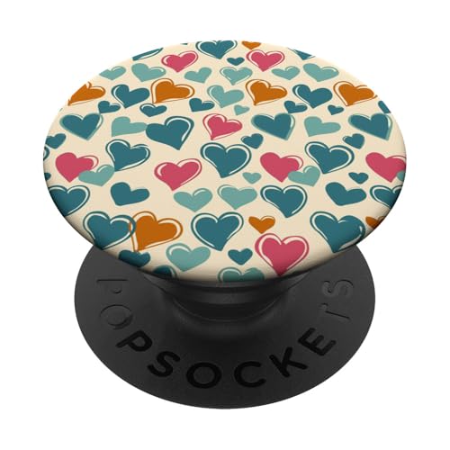 Herzmuster auf Beige PopSockets Klebender PopGrip von Heart Accessories
