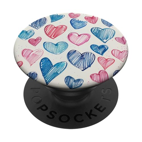 Kreide Stil Herzen Muster PopSockets Klebender PopGrip von Heart Accessories