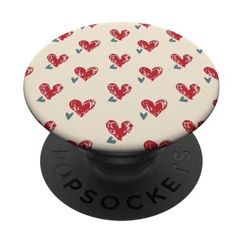 Minimalistisches Retro-Herzmuster PopSockets Klebender PopGrip von Heart Accessories