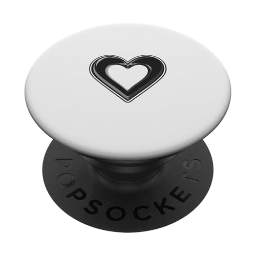 Niedliches Herz Liebe Schwarz auf Weiß PopSockets Klebender PopGrip Niedliches Herz Liebe Schwarz auf Weiß PopSockets Klebender PopGrip von Heart Accessories