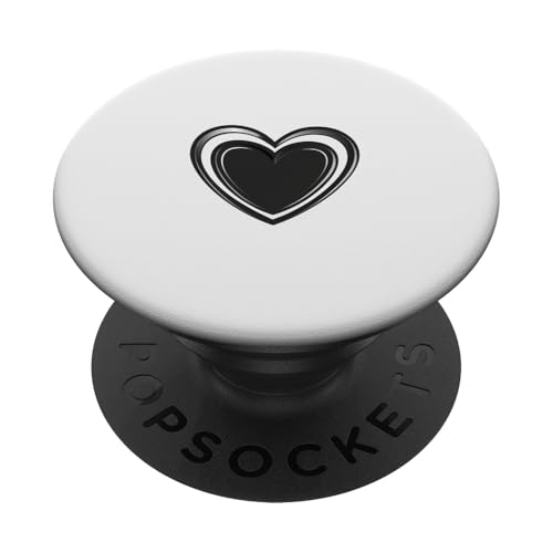 Niedliches Herz Liebe Schwarz auf Weiß PopSockets Klebender PopGrip Niedliches Herz Liebe Schwarz auf Weiß PopSockets Klebender PopGrip von Heart Accessories