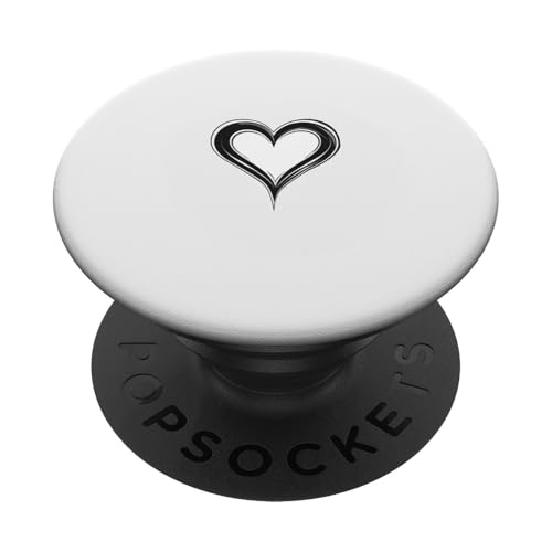 Niedliches Herz Liebe Schwarz auf Weiß PopSockets Klebender PopGrip Niedliches Herz Liebe Schwarz auf Weiß PopSockets Klebender PopGrip von Heart Accessories