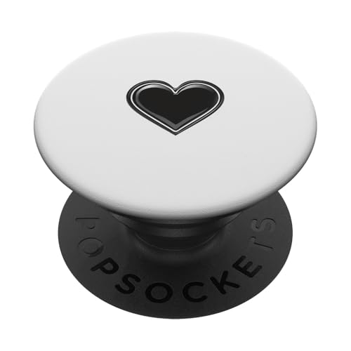 Niedliches Herz Liebe Schwarz auf Weiß PopSockets Klebender PopGrip von Heart Accessories