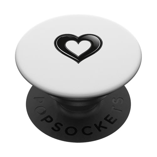 Niedliches Herz Liebe Schwarz auf Weiß PopSockets Klebender PopGrip von Heart Accessories