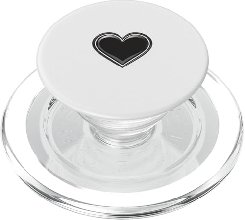 Niedliches Herz Liebe Schwarz auf Weiß PopSockets PopGrip für MagSafe von Heart Accessories