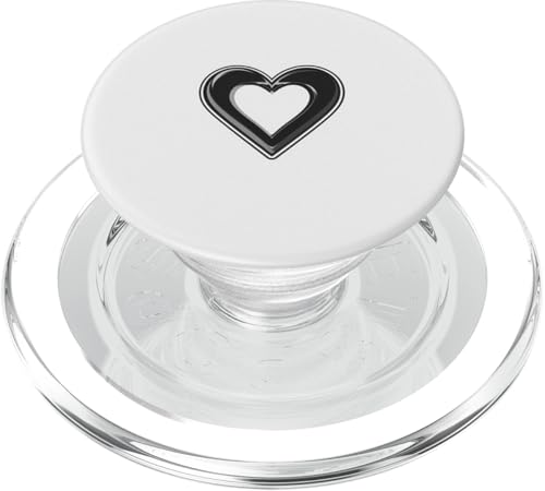 Niedliches Herz Liebe Schwarz auf Weiß PopSockets PopGrip für MagSafe von Heart Accessories