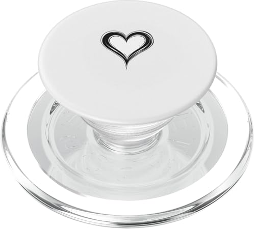 Niedliches Herz Liebe Schwarz auf Weiß PopSockets PopGrip für MagSafe von Heart Accessories