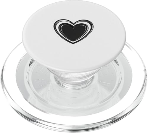Niedliches Herz Liebe Schwarz auf Weiß PopSockets PopGrip für MagSafe von Heart Accessories