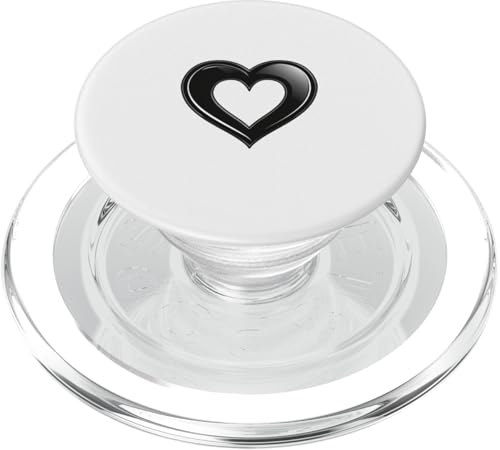Niedliches Herz Liebe Schwarz auf Weiß PopSockets PopGrip für MagSafe von Heart Accessories