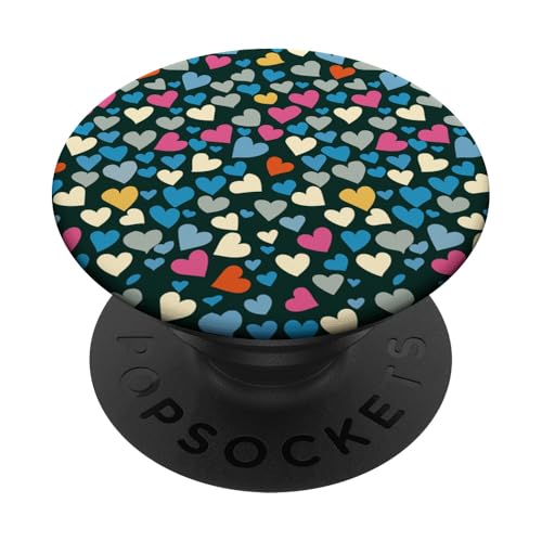Niedliches buntes Herzmuster PopSockets Klebender PopGrip von Heart Accessories
