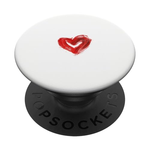 Rotes Herz minimalistisch auf weißem Hintergrund PopSockets Klebender PopGrip von Heart Accessories