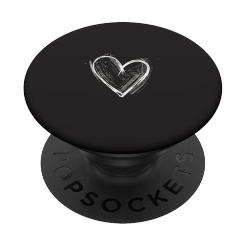 Schwarz Grau Minimalistisches Herz PopSockets Klebender PopGrip von Heart Accessories