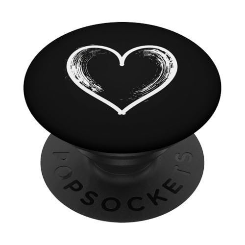 Schwarz Grau Minimalistisches Herz PopSockets Klebender PopGrip von Heart Accessories