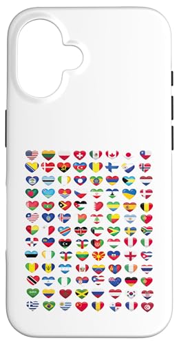 Herz Flaggen der Länder der Welt Flaggen Herren Damen Hülle für iPhone 16 Herz Flaggen der Länder der Welt Flaggen Herren Damen Hülle für iPhone 16 von Heart Flags of the Countries of the World Flags