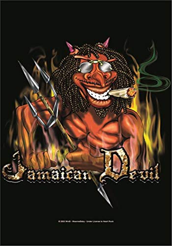 Heart Rock Bandiera Originale Rastaman - Jamaican Devil Tessuto, Multicolore, 110x75x0.1 cm von Heart Rock