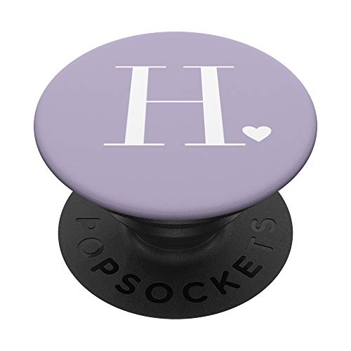 Lila - Herz Weiß Monogramm Minimalist Buchstabe H PopSockets PopGrip: Ausziehbarer Sockel und Griff für Handys/Tablets mit Tauschbarem Top von HeartCo