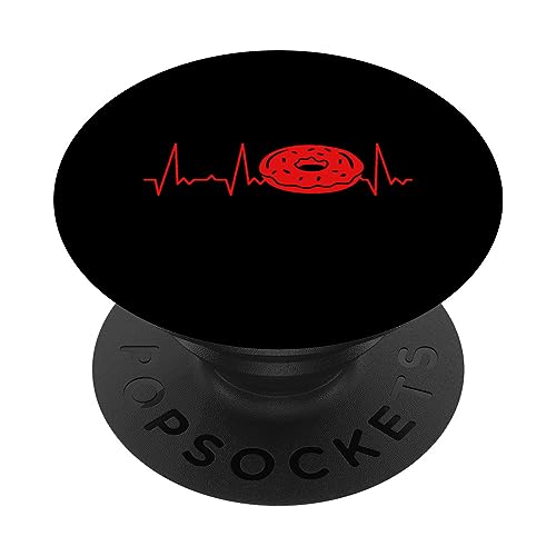 Herzschlag Donut PopSockets mit austauschbarem PopGrip von Heartbeat Grafik Geschenke Damen Herren Kinder