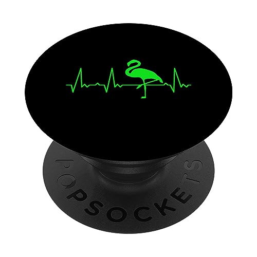 Herzschlag Flamingo PopSockets mit austauschbarem PopGrip von Heartbeat Grafik Geschenke Damen Herren Kinder