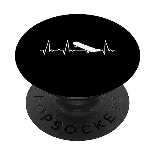 Herzschlag Skateboard PopSockets mit austauschbarem PopGrip von Heartbeat Grafik Geschenke Damen Herren Kinder