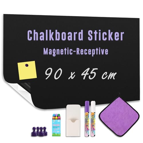 Magnetische Tafelfolie Selbstklebend 90 x 45cm – Kreidetafel Folie mit Kreidemarkern, Magneten, Stifthalter & Tuch – Ideal für Kinderzimmer, Büro & Schule Magnetische Tafelfolie Selbstklebend 90 x 45cm – Kreidetafel Folie mit Kreidemarkern, Magneten, Stifthalter & Tuch – Ideal für Kinderzimmer, Büro & Schule von HeatPomelo