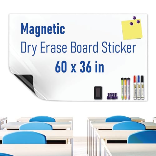 Magnetisches Whiteboard-Kontaktpapier, 91,4 x 152,4 cm, selbstklebendes Whiteboard für Wand, selbstklebend, magnetisch, trocken abwischbar, Whiteboard-Aufkleber Magnetisches Whiteboard-Kontaktpapier, 91,4 x 152,4 cm, selbstklebendes Whiteboard für Wand, selbstklebend, magnetisch, trocken abwischbar, Whiteboard-Aufkleber von HeatPomelo