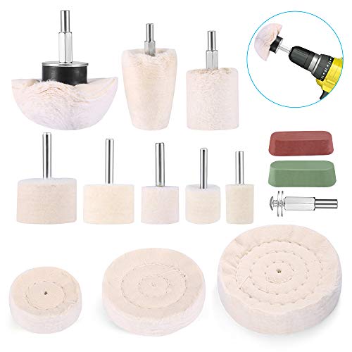 Polieraufsatz für Akkuschrauber Polierscheibe, 11 pcs bürsten satz konischer baumwollsamt Polierpad Wheel Polierkegel Polishing Buffing Pad mit 2pcs polierpaste für Metall Polieraufsatz für Akkuschrauber Polierscheibe, 11 pcs bürsten satz konischer baumwollsamt Polierpad Wheel Polierkegel Polishing Buffing Pad mit 2pcs polierpaste für Metall von Heatigo