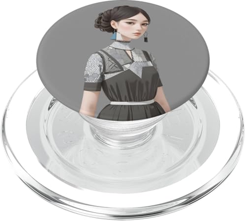 Elegante Frau Silhouette - Vintage Minimalistische Kunst PopSockets PopGrip für MagSafe von Heavenwear