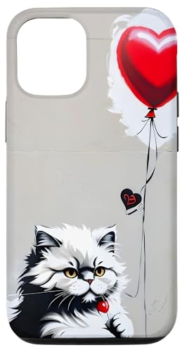 Hülle für iPhone 13 Street Art Katze mit rotem Herzballon – Urban Kitty Design Hülle für iPhone 13 Street Art Katze mit rotem Herzballon – Urban Kitty Design von Heavenwear