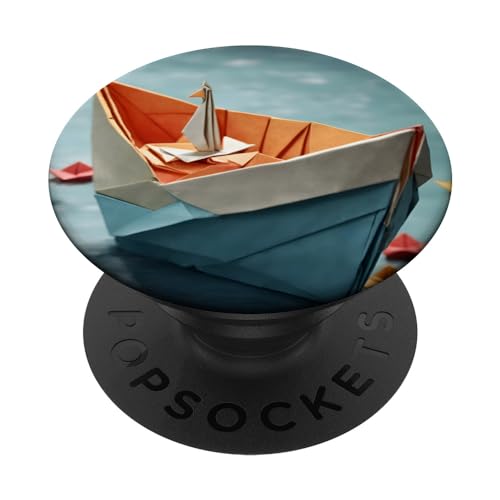 Origami Boot: Papercraft Art Segelboot Silhouette PopSockets mit austauschbarem PopGrip von Heavenwear