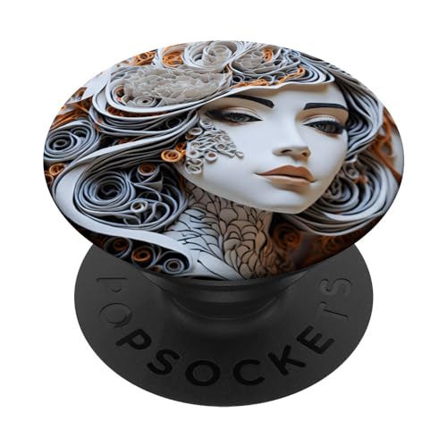 Papierbastel-Silhouette, Vintage-Stil, Weiß PopSockets Klebender PopGrip von Heavenwear