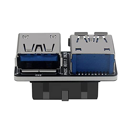 20Pin auf USB 3.0 Adapter 19Pin Splitter Converter 2 Port A Buchse Motherboard,20Pin auf USB 3.0 Dual Adapter mit Hochgeschwindigkeits-Datensignal Verspricht Verlustfreie Übertragung von Heayzoki