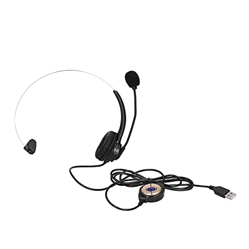 Call-Center-Headset,EIN-Ohr-Headset, Aktive Geräuschunterdrückung und Drehbarer Kopfhörer mit Mikrofon,Plug and Play,Für PC,Computer,Laptop von Heayzoki