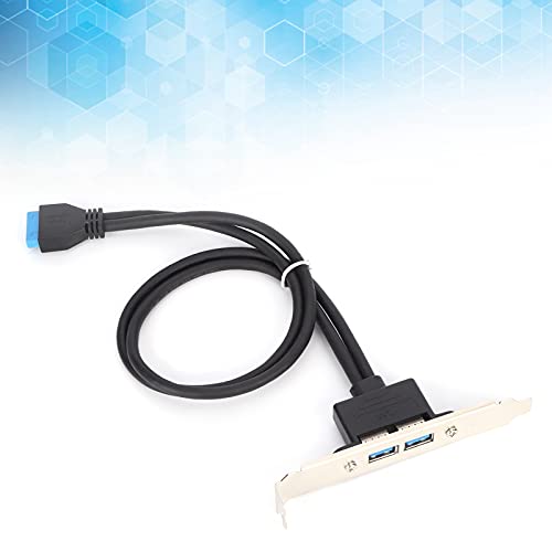 Doppel-USB-Baffle-Kabel, 2‑Port USB3.0 Verlängerungskabel für die Hintere Blende,Motherboard 19 Pin auf Dual Port A Buchse Verlängerung Rückwandhalterungskabel,Stabile Datenübertragung(Schwarz) von Heayzoki