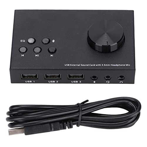Externe USB-Soundkarte Stereo,3,5-mm-Schnittstelle Multi-Mode-Design Multiple EQ-Sound-Konvertierung Audio-Adapter,USB-Sound-Adapter 3,5-mm-Konverter-Audio-Soundkarte von Heayzoki