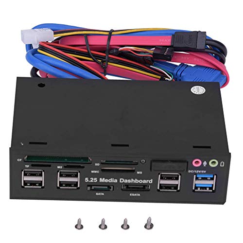 Heayzoki 5,25-Zoll-Computer-Medien-Dashboard, USB3.0/2.0-Hub-eSATA-SATA-Audio-Multi-Kartenleser Multifunktionaler interner Kartenleser, Media-Dashboard-Smartcard-Leser auf der Vorderseite von Heayzoki