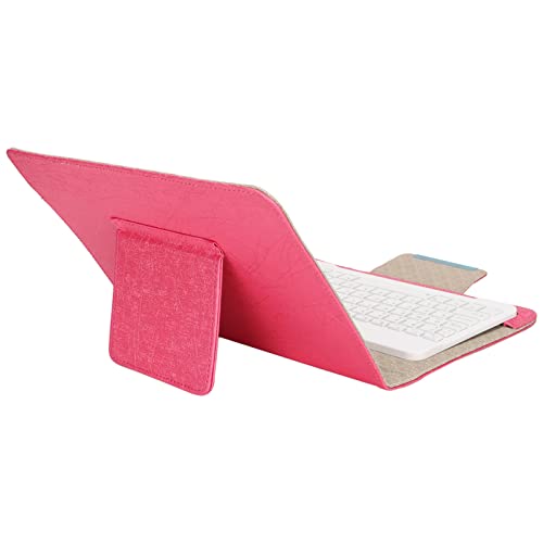 Heayzoki -Bluetooth-Tastatur, 10 Zoll Kabellose Tablet-Tastatur mit Tastaturhülle Tragbare Bt-wasserdichte Weiße Tastatur mit Rosafarbener Lederhüllenhalterung für Laptop von Heayzoki