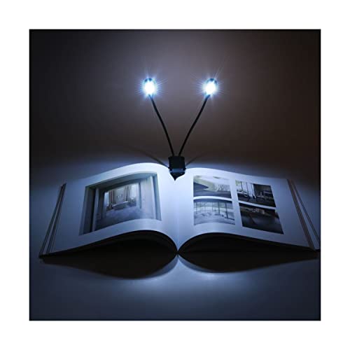Heayzoki Clip On Notenständer Buchlesen Mini Double Adjustable Arms Light LED-Lampe, Schreibtischlampe Clip Light für Notenständer, Nachtlesen, Wartungsarbeiten.(6 Perlen) von Heayzoki