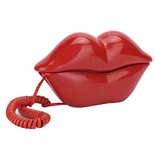 Heayzoki Festnetztelefon, Telefon mit Rotem Mund/Rosa Lippen, Antikes Telefon mit Retro-Schnur, Modisches Lustiges Telefon zu Hause, Nummernspeicherfunktion(rot) von Heayzoki